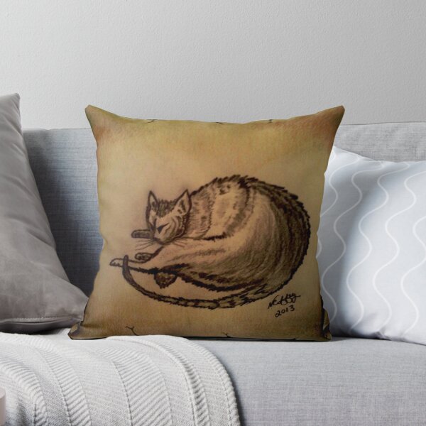 THE SLEEPING CAT Throw Pillow
