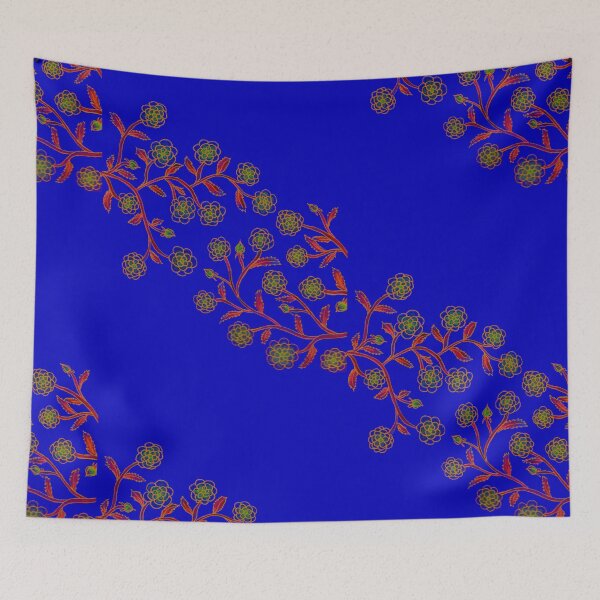 Item preview, Stylized Climbing Roses on Blue Background designed and sold by CarolineLembke.