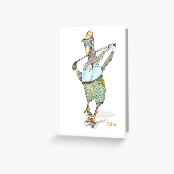 Golfing Dodo, see me drive! Greeting Card