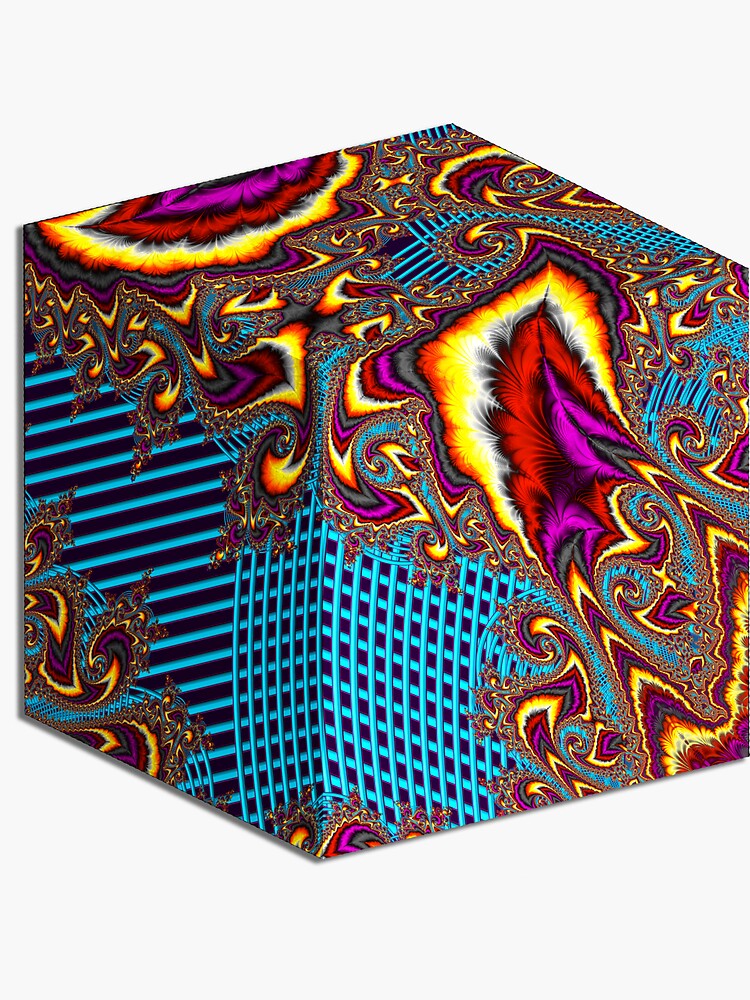 Thumbnail 3 of 3, Sticker, Fractal Madness 3D Cube Six designed and sold by Warren Paul Harris.
