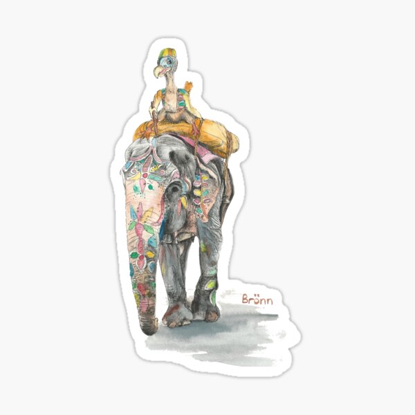 Dodo chevauche un éléphant Sticker