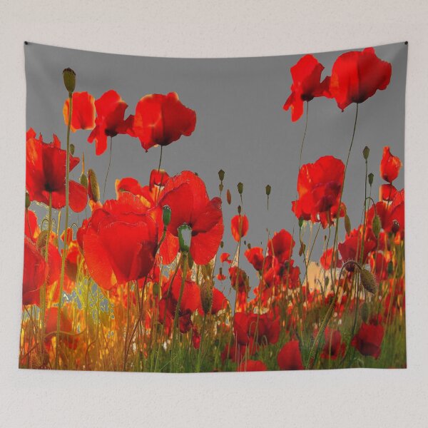 Item preview, ORANGE POPPY GARDEN PATTERN GREY ART  designed and sold by sharlesart.
