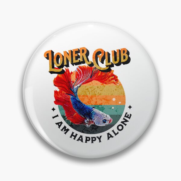 Item preview, Loner Club - I am Happy Alone - Dragon Scale Super Delta Monster Mask Betta Fish Breed -Yellow Orange Warm Tone Retro Vintage Sunset designed and sold by Cawaiico.