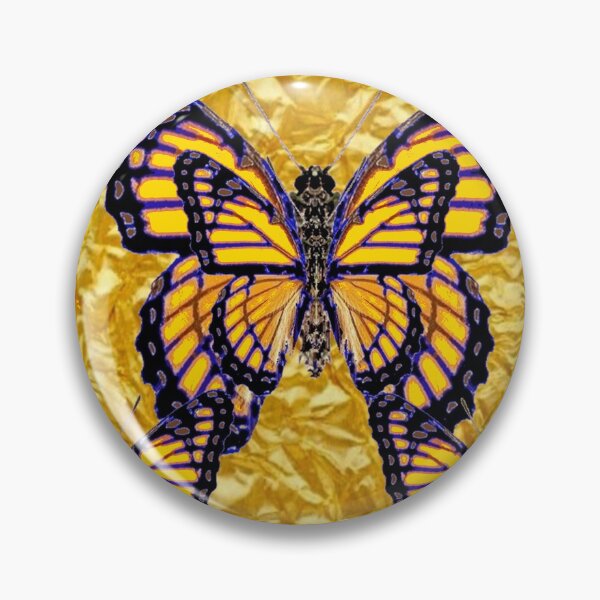 Item preview, YELLOW MONARCH BUTTERFLIES ON GOLD LEAF ART  designed and sold by sharlesart.