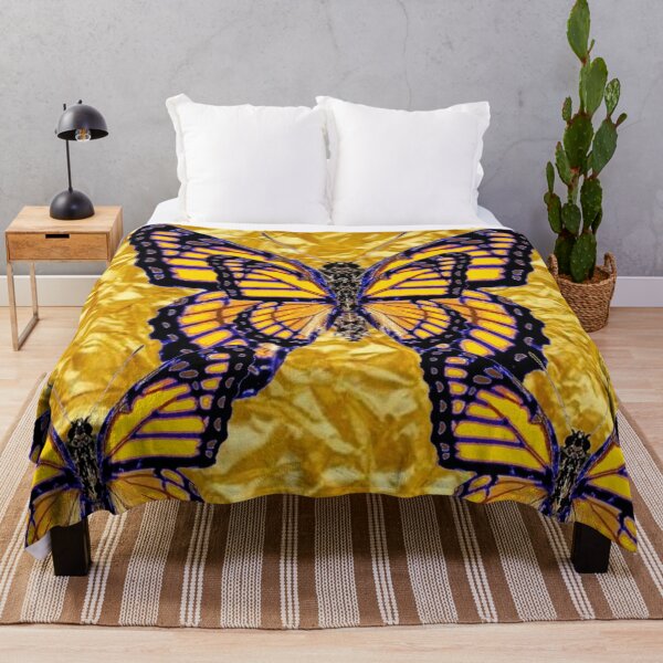 Item preview, YELLOW MONARCH BUTTERFLIES ON GOLD LEAF ART  designed and sold by sharlesart.