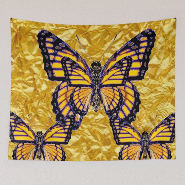 Item preview, YELLOW MONARCH BUTTERFLIES ON GOLD LEAF ART  designed and sold by sharlesart.
