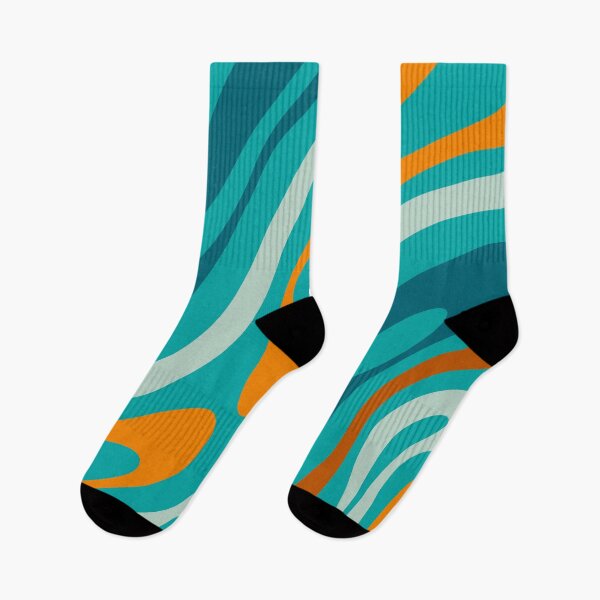 Item preview, Wavy Loops Retro Abstract Pattern Teal Turquoise Orange Aqua designed and sold by kierkegaard.
