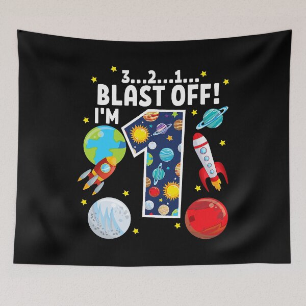 Item preview, Outer Space 321 Blast Off Age 1 1st Birthday Party Space designed and sold by PameGraha.