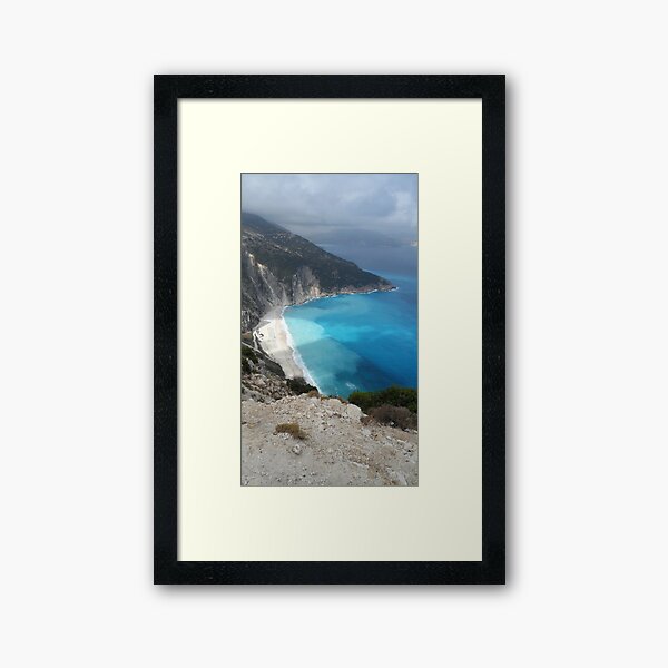 Aerial View of Myrtos Beach Kefalonia Island Greece Framed Art Print