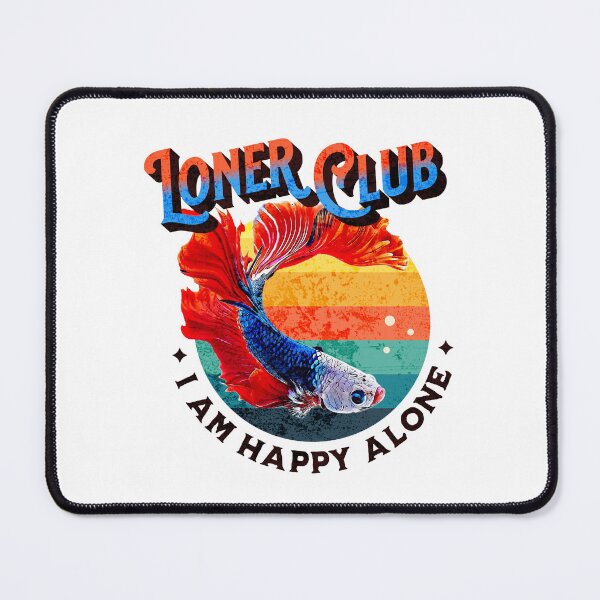 Item preview, Loner Club - I am Happy Alone - Dragon Scale Super Delta Monster Mask Betta Fish Breed - Red Blue Warm Tone Retro Vintage Sunset designed and sold by Cawaiico.