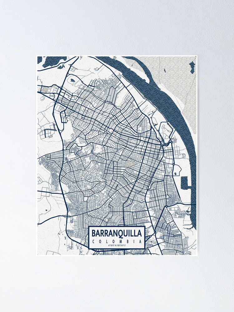 Barranquilla City Map Colombia Coastal Poster For Sale By Demap Redbubble 