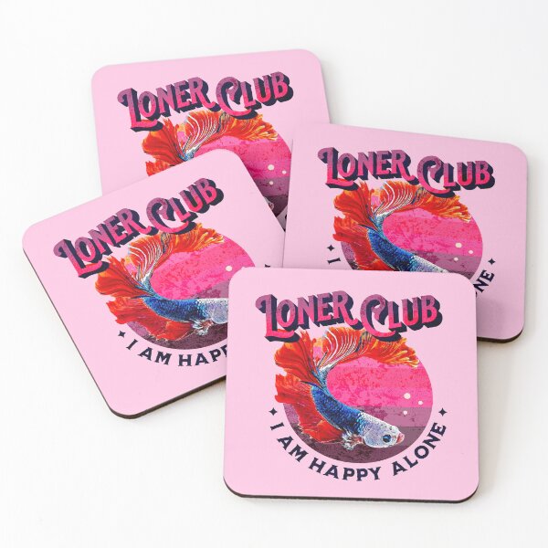 Item preview, Loner Club - I am Happy Alone - Dragon Scale Super Delta Monster Mask Betta Fish Breed - Deep Pink Cool Tone Retro Vintage Sunset designed and sold by Cawaiico.