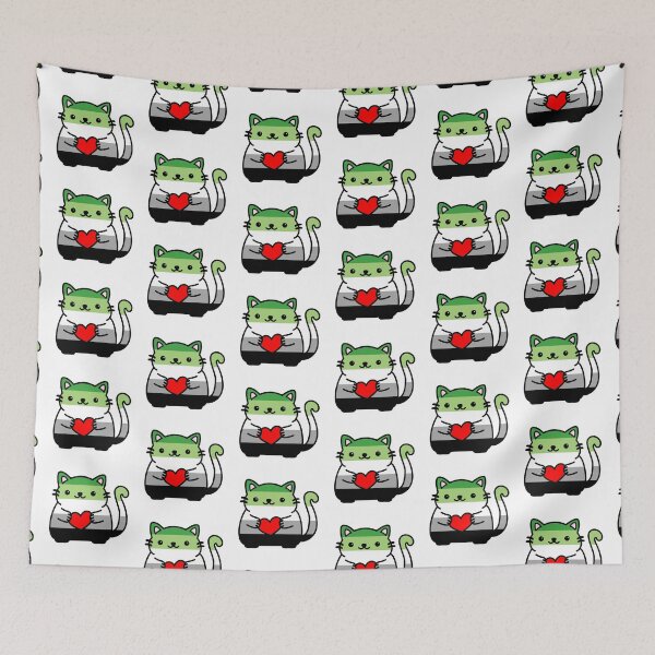 Item preview, Aromantic Pride Flag Kitty designed and sold by ilexdesigns.