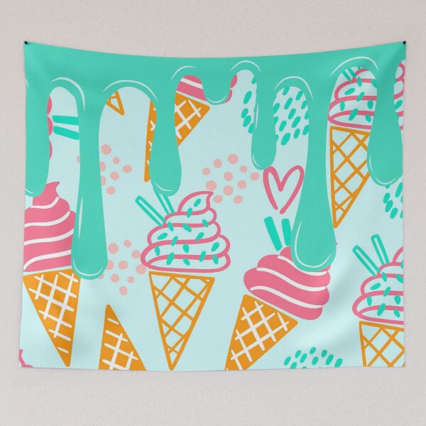 Item preview, summer green melting ice cream pattern designed and sold by Beeroclock.
