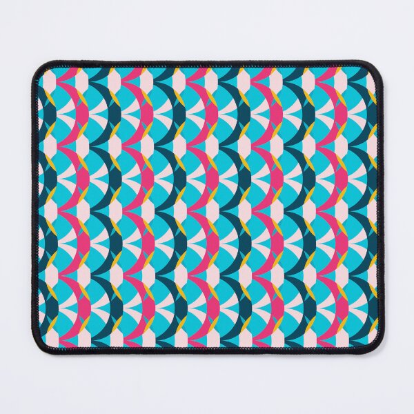 Item preview, Azure blue, pink and dark blue retro geometrical semicircles pattern designed and sold by IngaDesign.