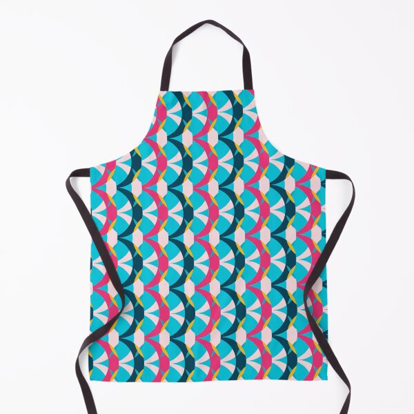 Item preview, Azure blue, pink and dark blue retro geometrical semicircles pattern designed and sold by IngaDesign.