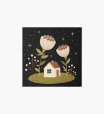 Tiny house among flowers Art Board