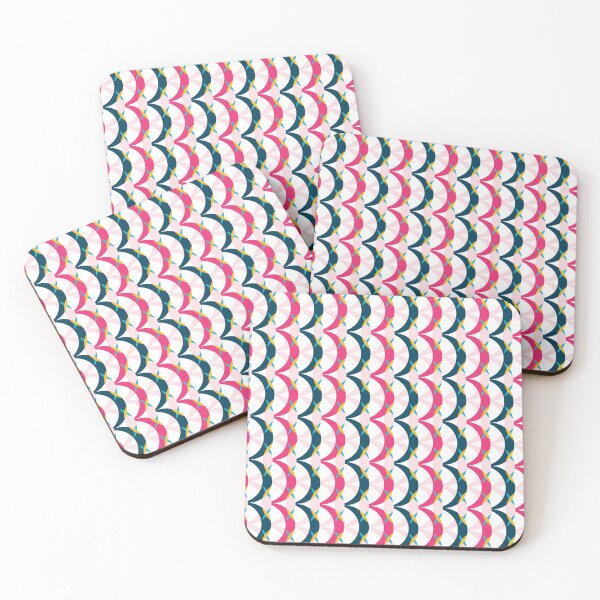 Item preview, Pink and dark blue vertical retro geometrical semicircles pattern designed and sold by IngaDesign.