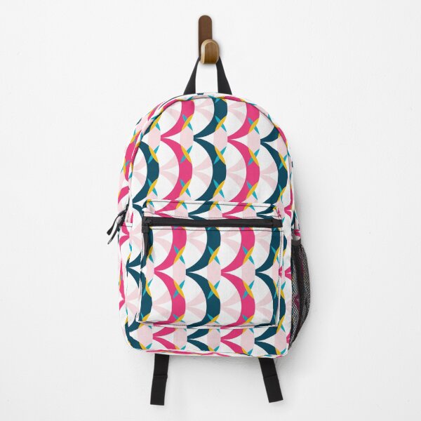Item preview, Pink and dark blue vertical retro geometrical semicircles pattern designed and sold by IngaDesign.