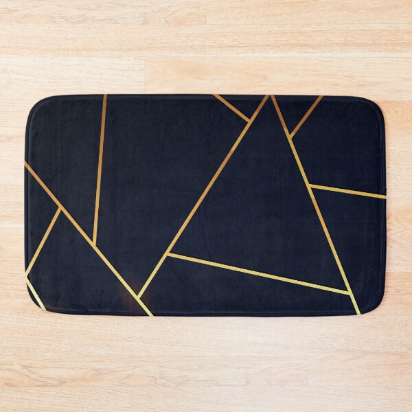 Item preview, Luxury Minimal Abstract Geometric Dark Blue Navy Stone Modern Elegant Gold Lines Triangles Pattern designed and sold by ChaimaaKr.