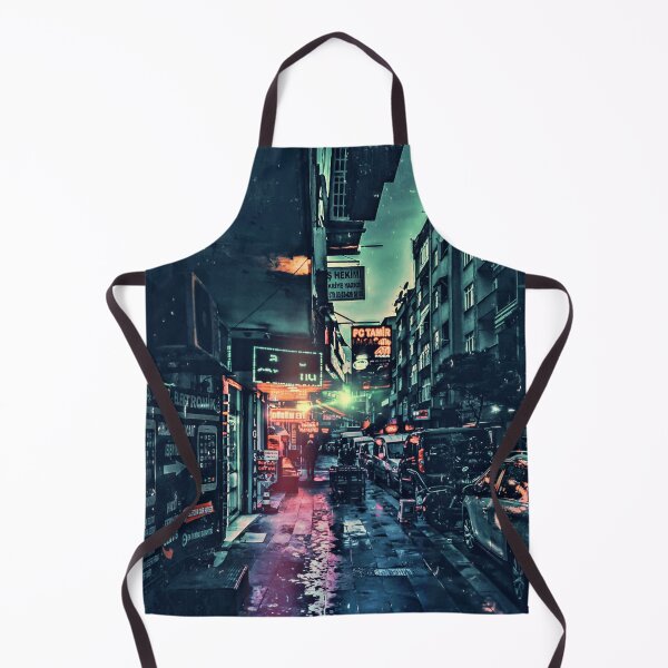 Item preview, Grunge Neon-Noir Aesthetic of a Lonely City Street Nightscape with Cars and Buildings - Retro 90s Edgy Film Noir Style - Green Atmospheric Sky designed and sold by Cawaiico.