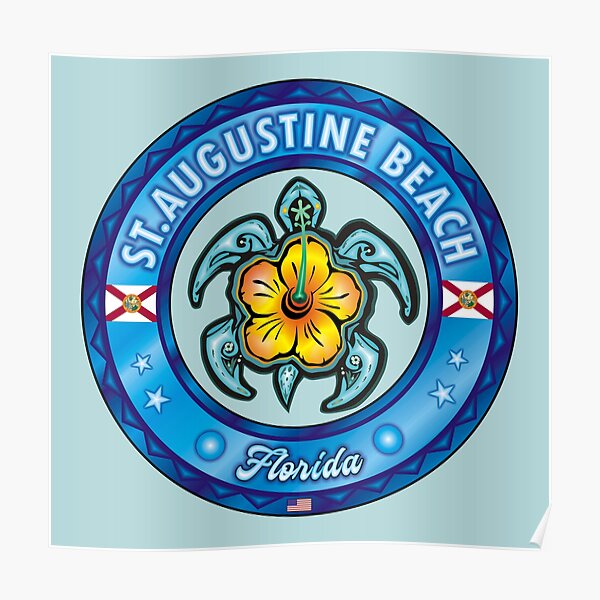 St. Augustine Beach Florida Sea Turtle Hibiscus Poster