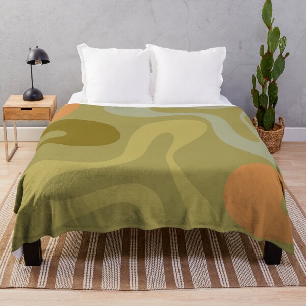 Item preview, Patrón abstracto moderno de curvas suaves en verde oliva retro y naranja designed and sold by kierkegaard.