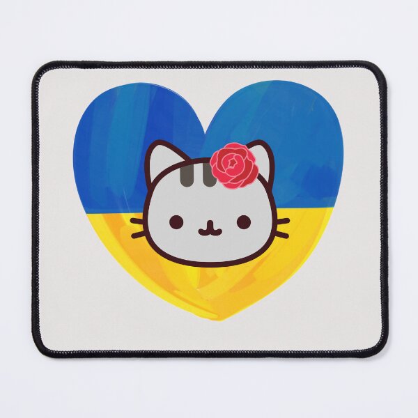 Item preview, Tender cat with flowers with the flag of Ukraine in support of this country that Russia is doing so much damage to. designed and sold by EMIPRINCESS.
