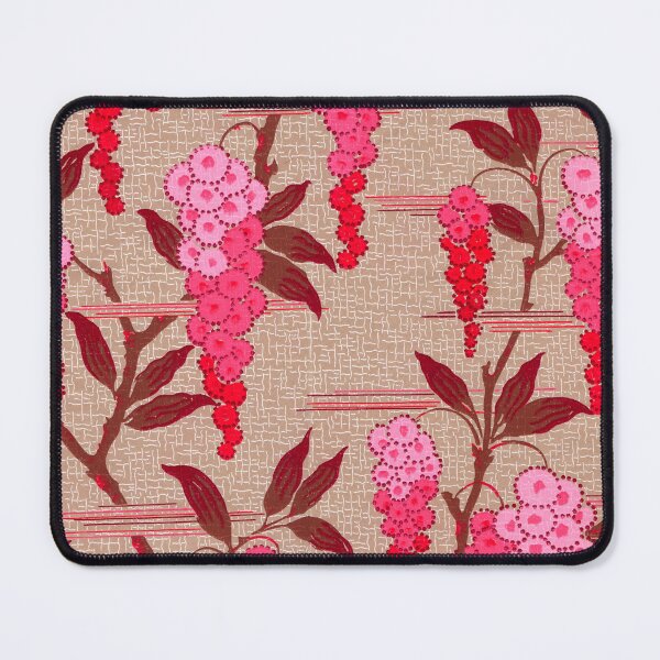 Item preview, Vintage French Wallpaper Red and Pink Flowers designed and sold by VintageABC.