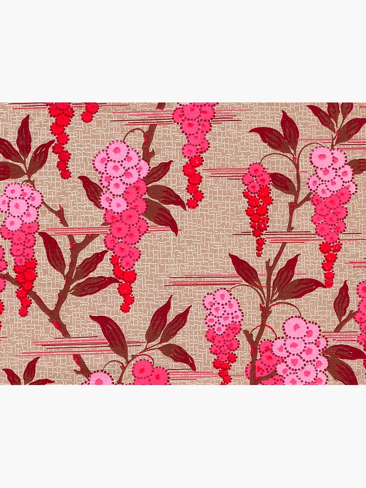 "Vintage French Wallpaper Red and Pink Flowers" Poster for Sale by