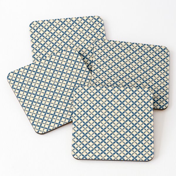 Item preview, Retro semicircles blue and beige geometrical pattern designed and sold by IngaDesign.