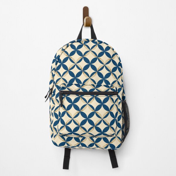 Item preview, Retro semicircles blue and beige geometrical pattern designed and sold by IngaDesign.