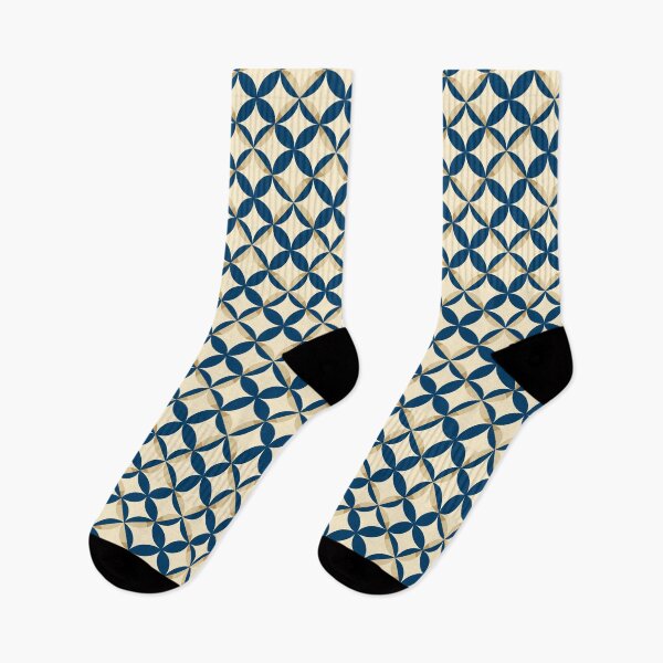 Item preview, Retro semicircles blue and beige geometrical pattern designed and sold by IngaDesign.
