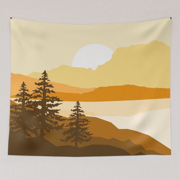 Item preview, Yellow mountain lake sunrise designed and sold by BattaAnastasia.