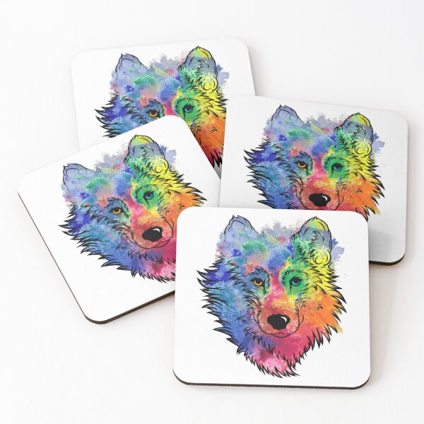 Item preview, Wolf's face colorful watercolor designed and sold by Ascooepics.