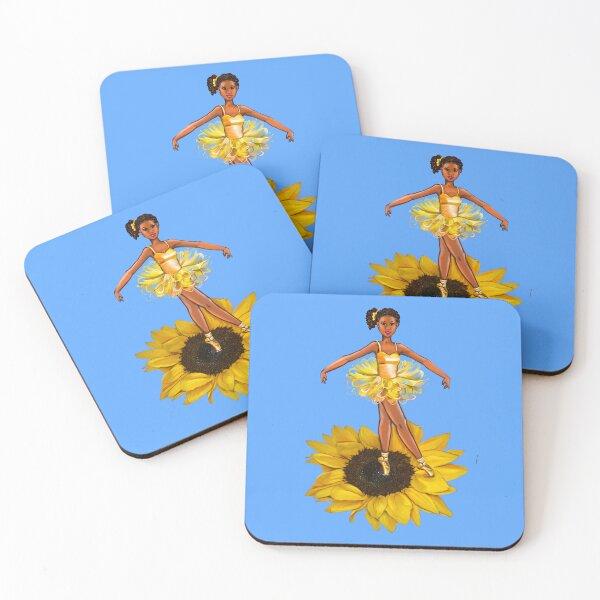 Item preview, Ballet sunflower dance - black ballerina tutu - African American brown skin ballerina dancing designed and sold by Artonmytee.