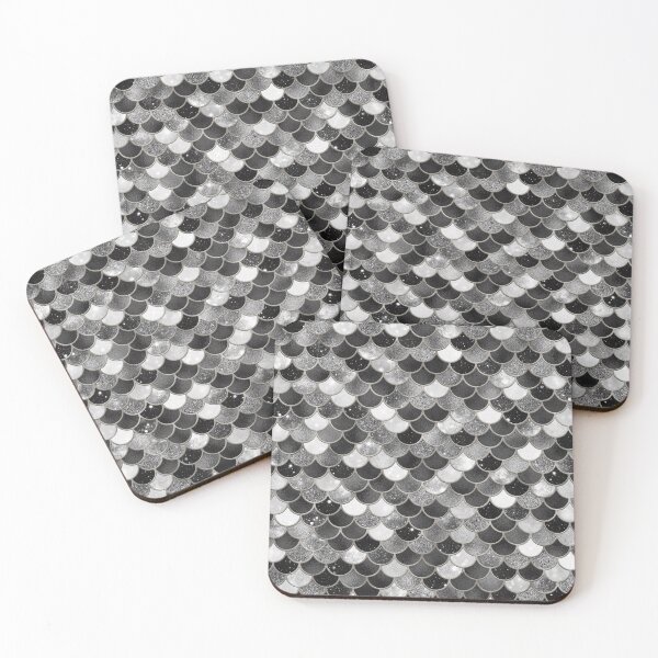 Item preview, Black & White Glitter Mermaid Scale Pattern designed and sold by PressedOak.
