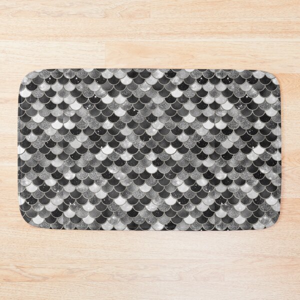Item preview, Black & White Glitter Mermaid Scale Pattern designed and sold by PressedOak.