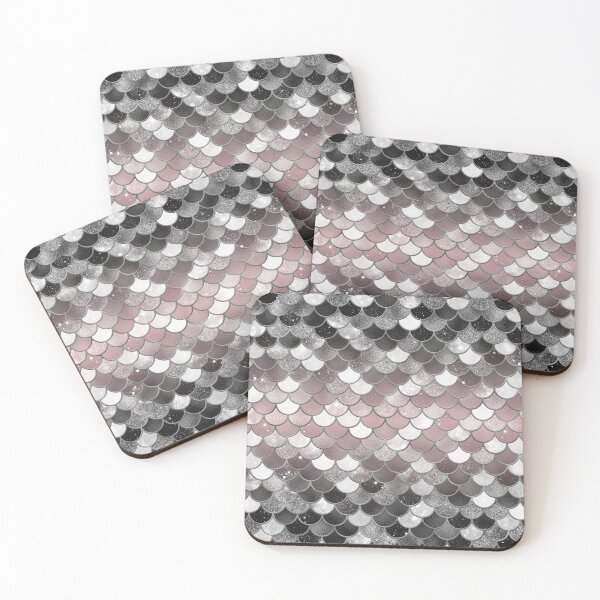 Item preview, Black and White Glitter Mermaid Scale Pattern Gradient designed and sold by PressedOak.