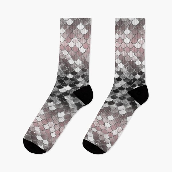 Item preview, Black and White Glitter Mermaid Scale Pattern Gradient designed and sold by PressedOak.