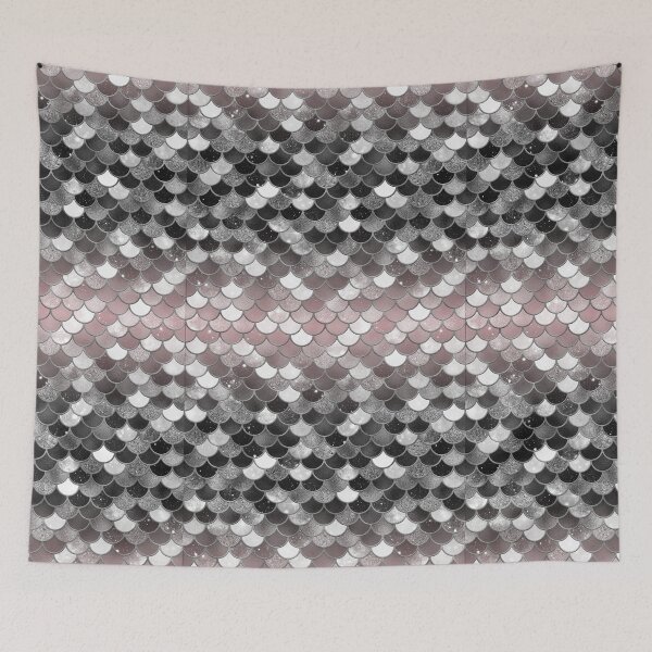 Item preview, Black and White Glitter Mermaid Scale Pattern Gradient designed and sold by PressedOak.