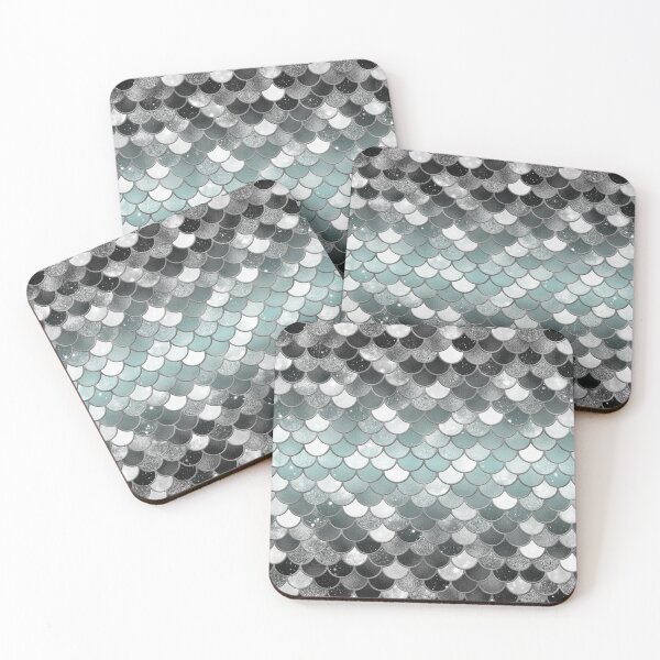 Item preview, Black and White Glitter Mermaid Scale Pattern Gradient 2 designed and sold by PressedOak.