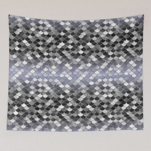 Item preview, Black and White Glitter Mermaid Scale Pattern Gradient 2 designed and sold by PressedOak.