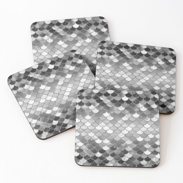 Item preview, Black and White Glitter Mermaid Scale Pattern Gradient 2 designed and sold by PressedOak.