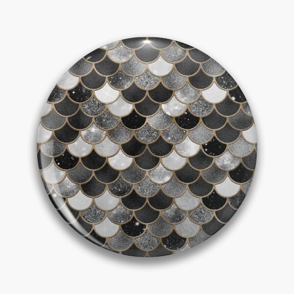 Item preview, Black & White Glitter Mermaid Scale Pattern designed and sold by PressedOak.