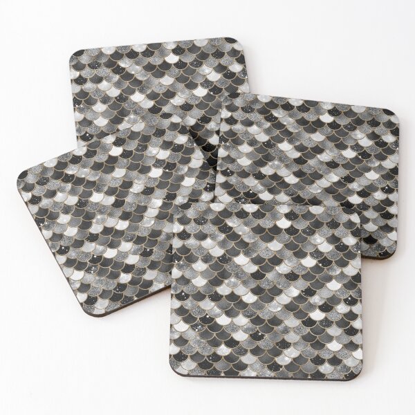 Item preview, Black & White Glitter Mermaid Scale Pattern designed and sold by PressedOak.