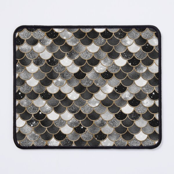 Item preview, Black & White Glitter Mermaid Scale Pattern designed and sold by PressedOak.