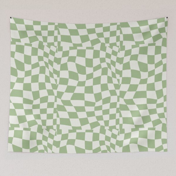 Item preview, sage green liquid warped checkered designed and sold by azaleae.