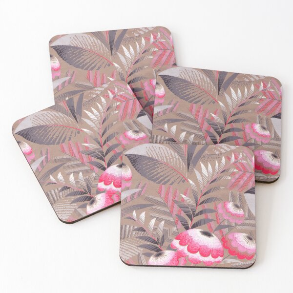 Item preview, Vintage French Wallpaper Art Deco Pink Flowers designed and sold by VintageABC.