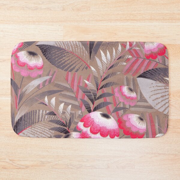 Item preview, Vintage French Wallpaper Art Deco Pink Flowers designed and sold by VintageABC.